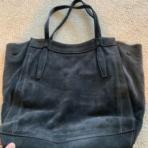 Grey suede Chloe-style tote bag